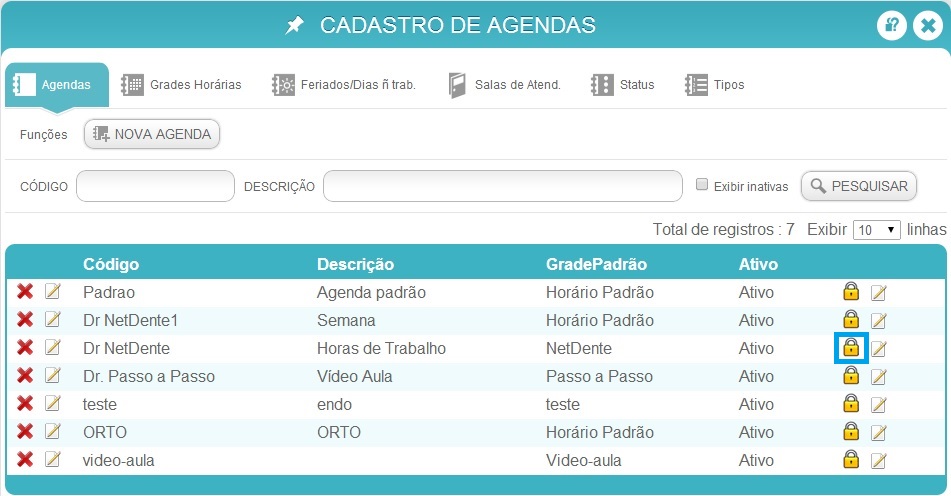 ativar/desativar controle de acesso
