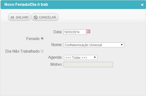 Adicionar feriados